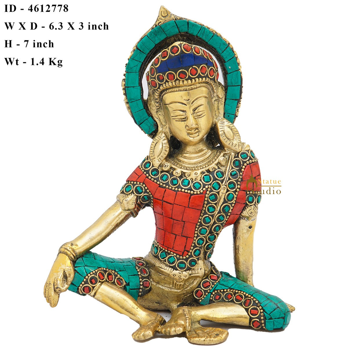 Brass Lord Indra Dev Idol Home Puja Room Décor Lucky Statue Showpiece 7" - Image 7