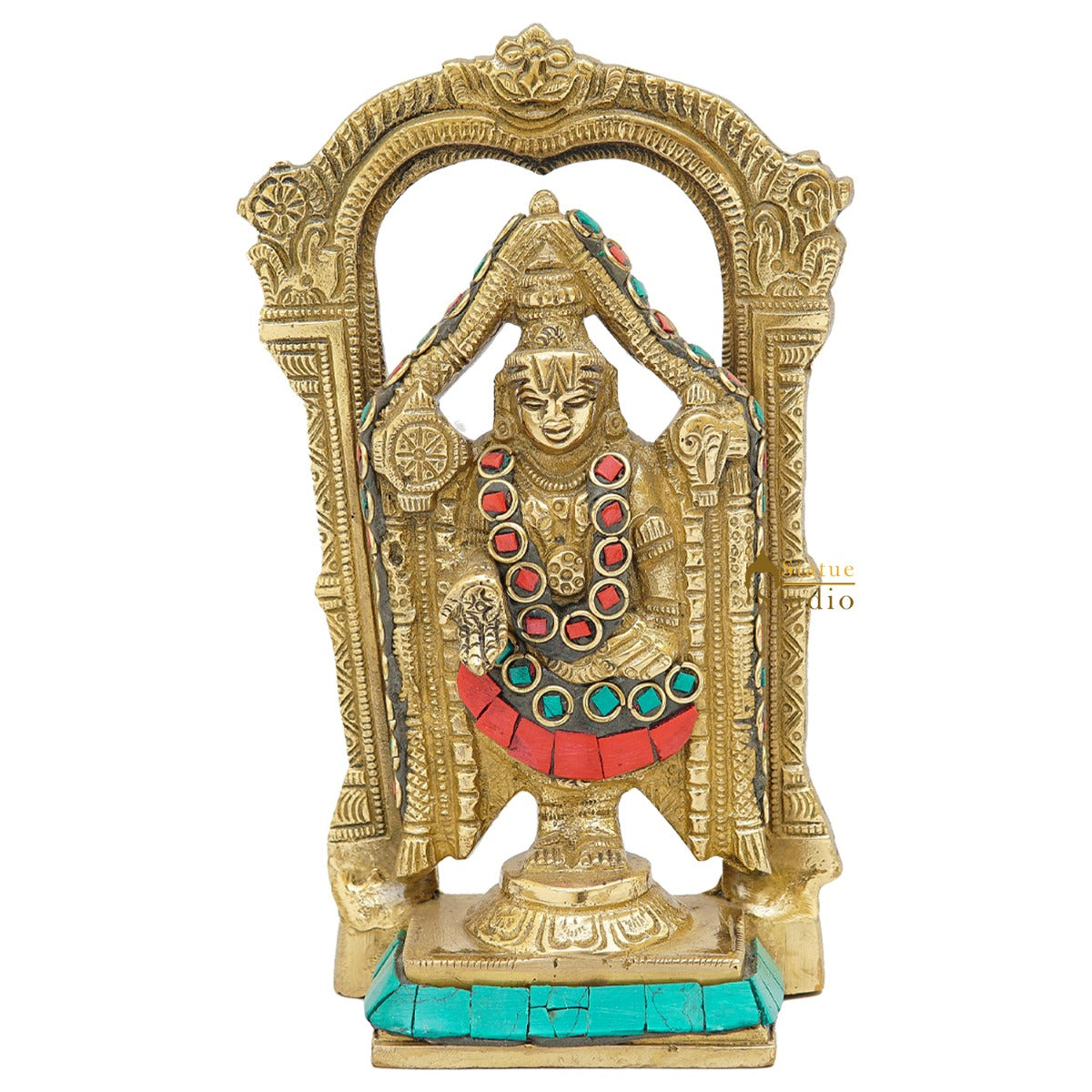 Brass Tirupathi Balaji Venkateshvara Idol Home Pooja Temple Décor Statue 6" - Image 3