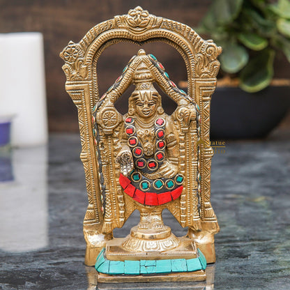 Brass Tirupathi Balaji Venkateshvara Idol Home Pooja Temple Décor Statue 6" by vendor-unknown - Gifting