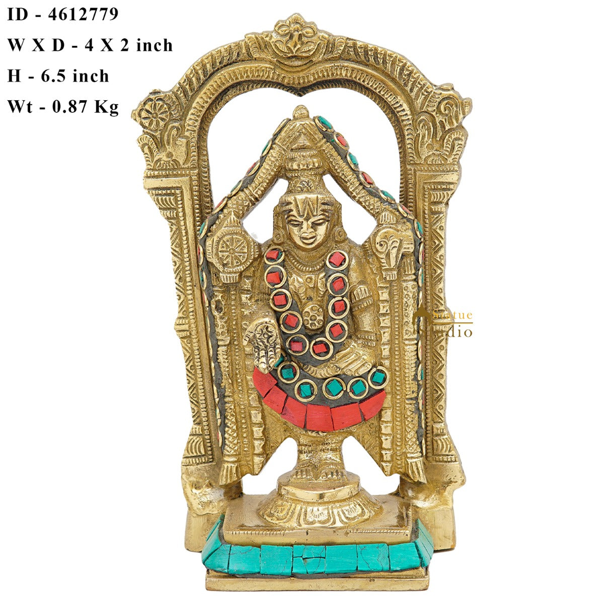 Brass Tirupathi Balaji Venkateshvara Idol Home Pooja Temple Décor Statue 6" - Image 7