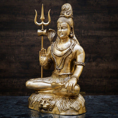 Brass Large Mahadev Lord Shiva Idol Showpiece For Home Office Decor 3 Feet by vendor-unknown - Hindu Gods (View 3)