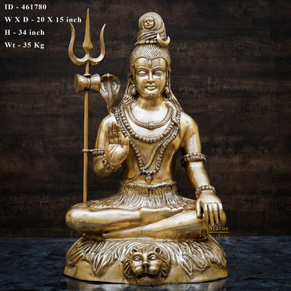 Brass Large Mahadev Lord Shiva Idol Showpiece For Home Office Decor 3 Feet by vendor-unknown - Hindu Gods (View 6)
