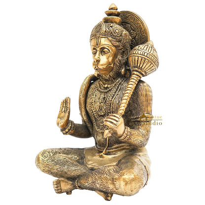 Brass Hanuman Idol Home Office Pooja Room Decor Gift Statue 11 Inch by vendor-unknown - Hindu Gods (View 5)