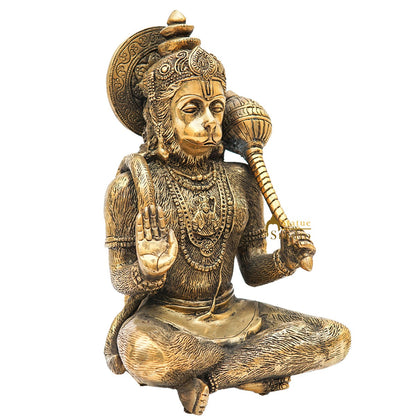 Brass Hanuman Idol Home Office Pooja Room Decor Gift Statue 11 Inch by vendor-unknown - Hindu Gods (View 4)