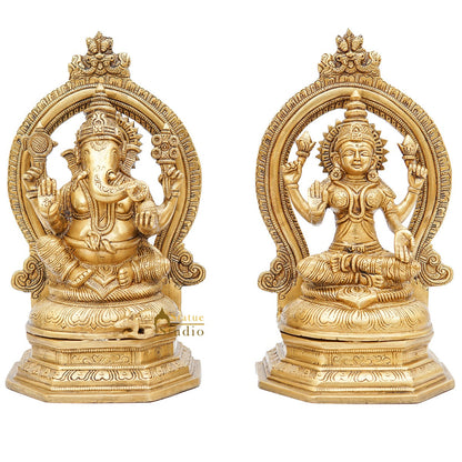 Brass Antique Ganesha Lakshmi Idol 11" by vendor-unknown - Hindu Gods (View 3)