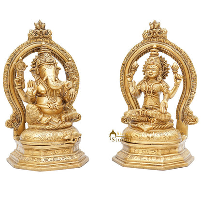 Brass Antique Ganesha Lakshmi Idol 11" by vendor-unknown - Hindu Gods (View 4)