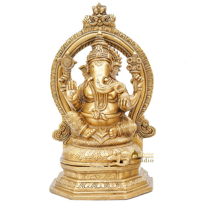 Brass Ganesha Idol Diwali Pooja Room Home Décor Gift Ganpati Statue 11" by vendor-unknown - Products (View 3)