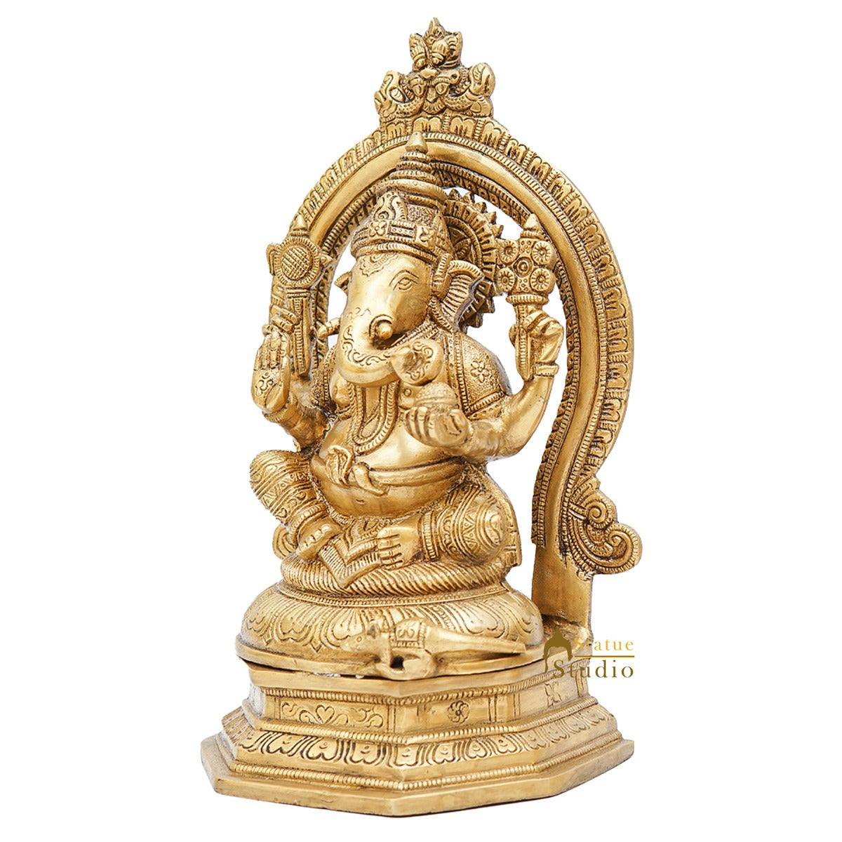 Brass Ganesha Idol Diwali Pooja Room Home Décor Gift Ganpati Statue 11"