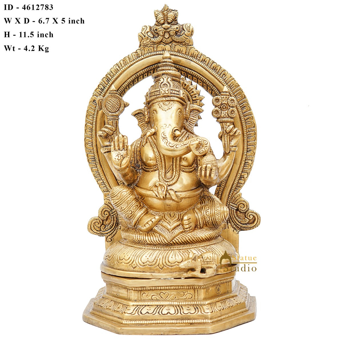 Brass Ganesha Idol Diwali Pooja Room Home Décor Gift Ganpati Statue 11" - Image 7