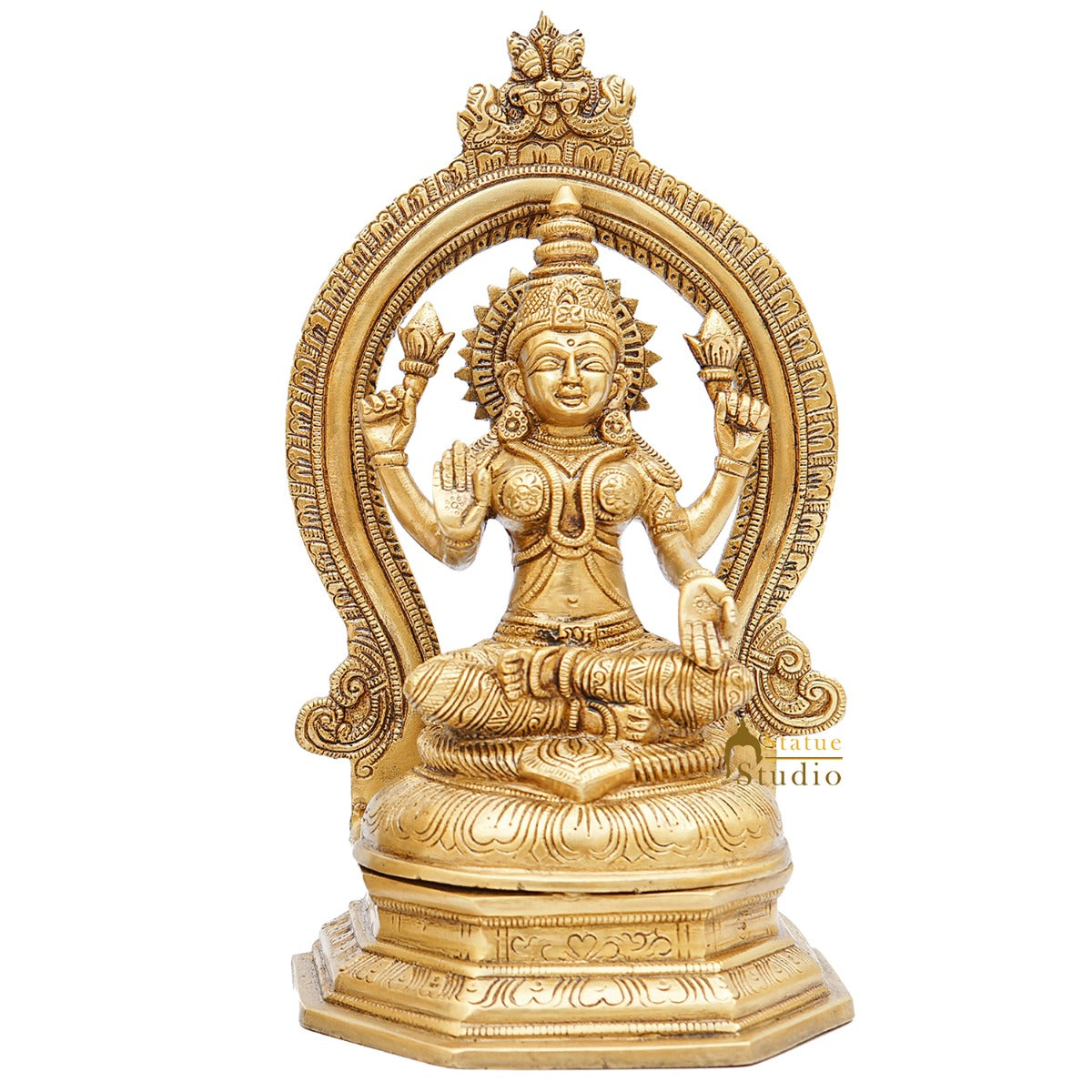 Brass Lakshmi Idol Diwali Pooja Room Home Décor Gift Laxmi Statue 11" - Image 3