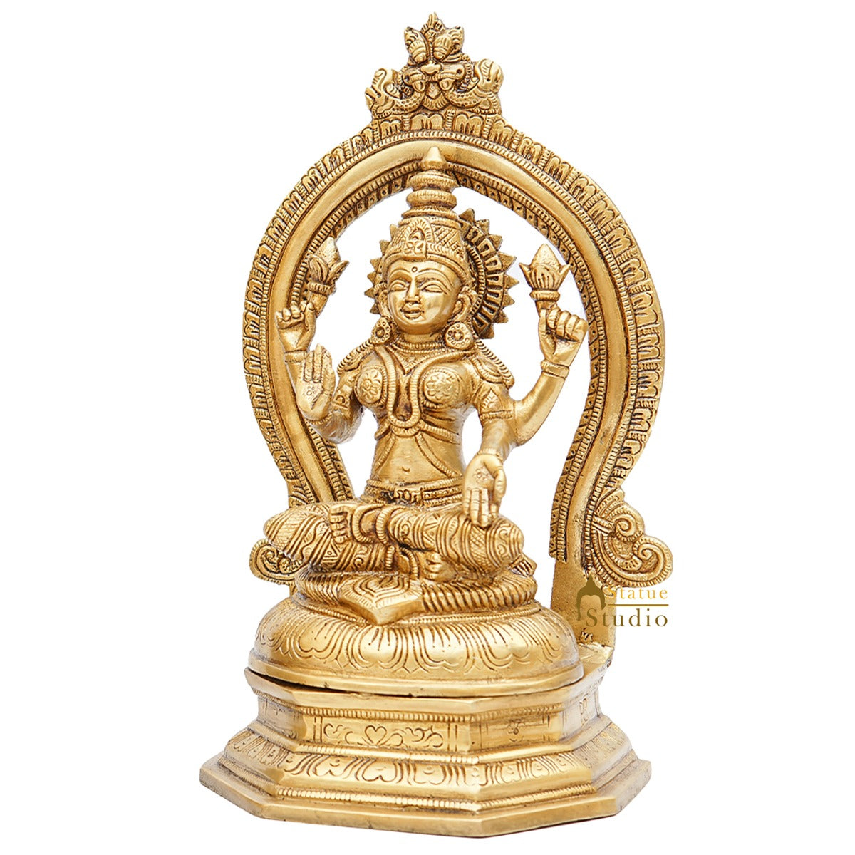 Brass Lakshmi Idol Diwali Pooja Room Home Décor Gift Laxmi Statue 11" - Image 4