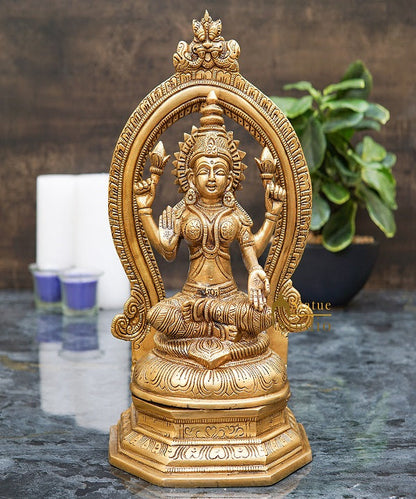 Brass Lakshmi Idol Diwali Pooja Room Home Décor Gift Laxmi Statue 11" by vendor-unknown - Hindu Gods (View 2)