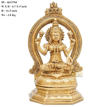 Brass Lakshmi Idol Diwali Pooja Room Home Décor Gift Laxmi Statue 11" by vendor-unknown - Hindu Gods (View 7)