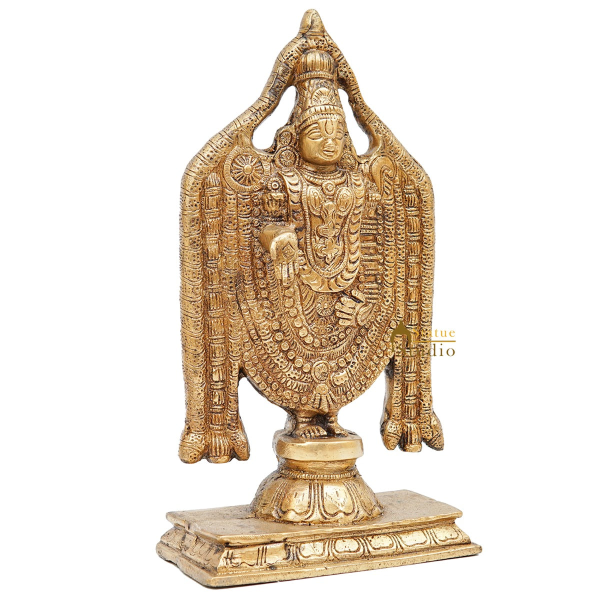 Brass Tirupathi Balaji Venkateshvara Idol Home Pooja Temple Décor Statue 10" - Image 4