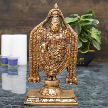 Brass Tirupathi Balaji Venkateshvara Idol Home Pooja Temple Décor Statue 10" by vendor-unknown - Gifting