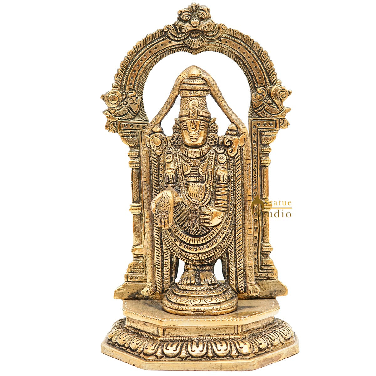 Brass Tirupathi Balaji Venkateshvara Idol Home Pooja Temple Décor Statue 9" - Image 3