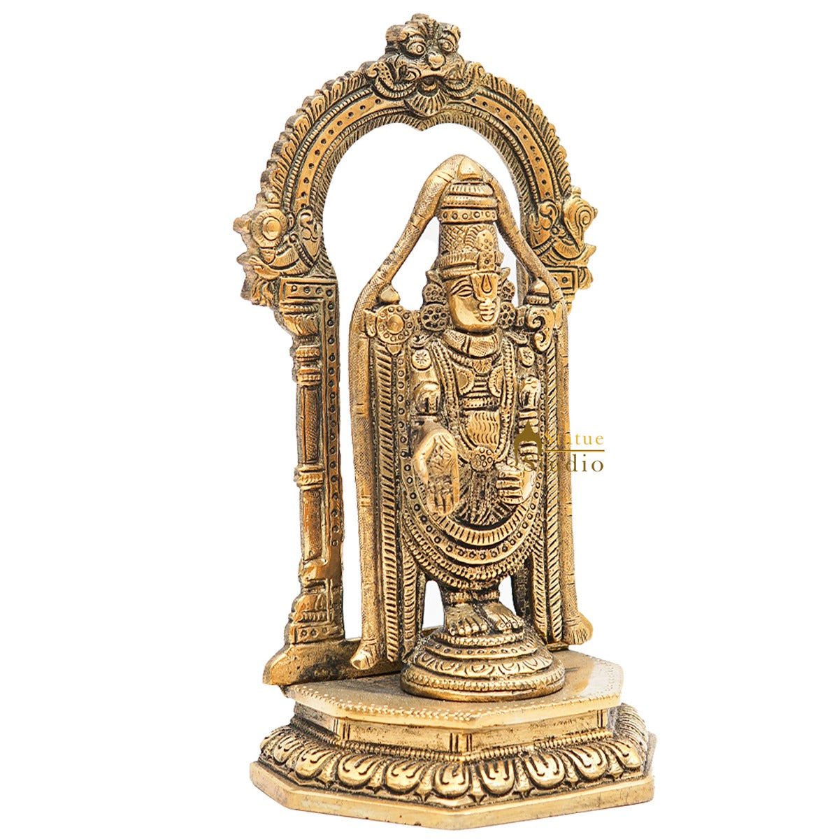 Brass Tirupathi Balaji Venkateshvara Idol Home Pooja Temple Décor Statue 9"