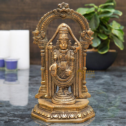 Brass Tirupathi Balaji Venkateshvara Idol Home Pooja Temple Décor Statue 9" by vendor-unknown - Gifting