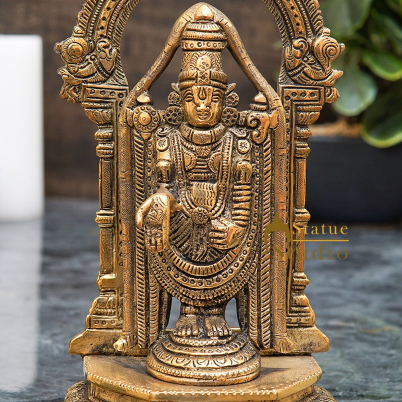 Brass Tirupathi Balaji Venkateshvara Idol Home Pooja Temple Décor Statue 9" - Image 2