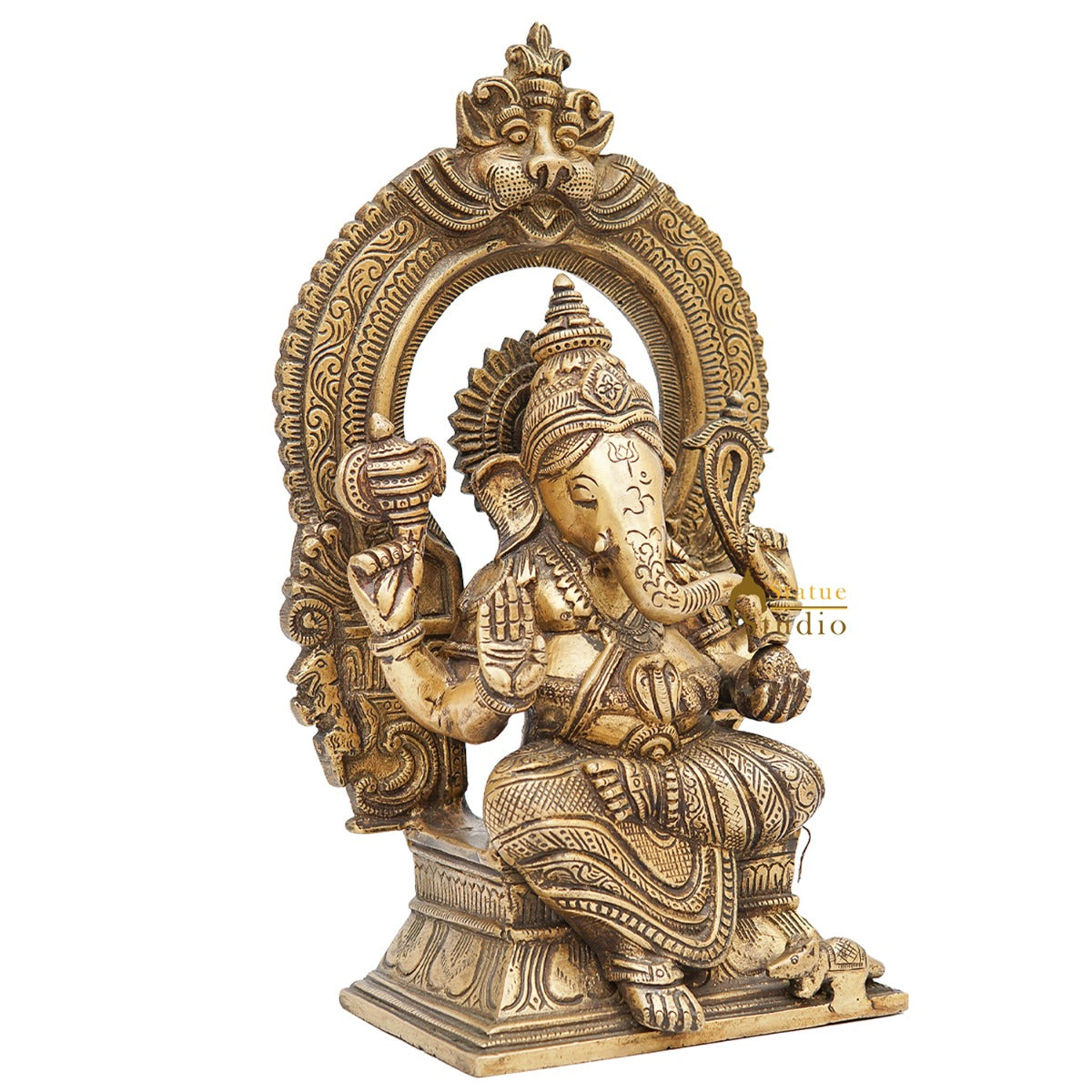Brass Ganesha Statue Ganpati Idol Temple Home Décor For Diwali Puja Gift Showpiece 12" - Image 4