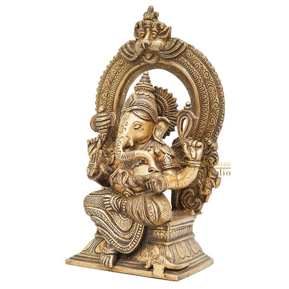 Brass Ganesha Statue Ganpati Idol Temple Home Décor For Diwali Puja Gift Showpiece 12" by vendor-unknown - Products (View 5)