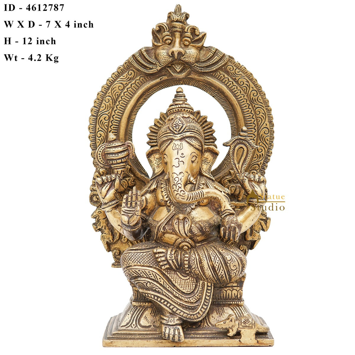 Brass Ganesha Statue Ganpati Idol Temple Home Décor For Diwali Puja Gift Showpiece 12" - Image 7