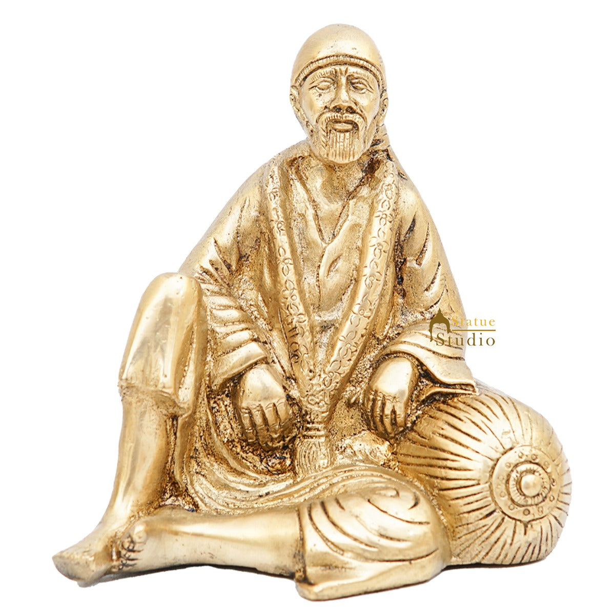 Brass Sai Baba Idol Home Temple Pooja Room Décor Statue Showpiece 5" - Image 3