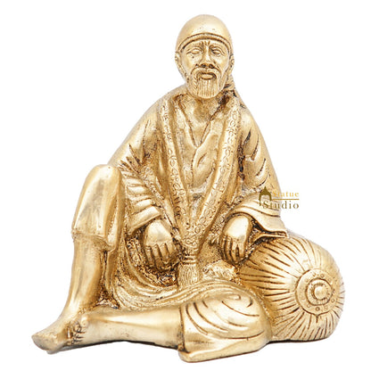 Brass Sai Baba Idol Home Temple Pooja Room Décor Statue Showpiece 5" by vendor-unknown - Hindu Gods (View 3)
