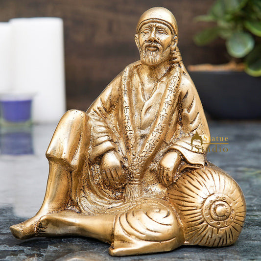 Brass Sai Baba Idol Home Temple Pooja Room Décor Statue Showpiece 5"