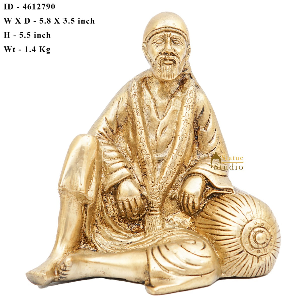 Brass Sai Baba Idol Home Temple Pooja Room Décor Statue Showpiece 5"