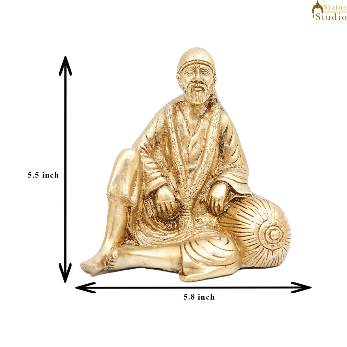 Brass Sai Baba Idol Home Temple Pooja Room Décor Statue Showpiece 5"