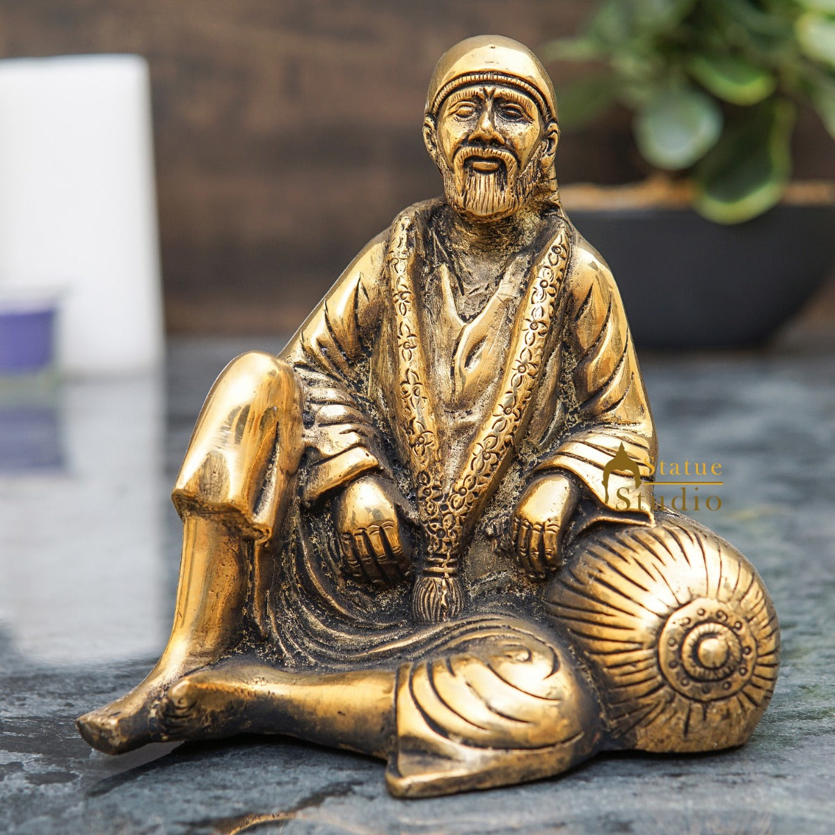 Brass Sai Baba Idol Home Temple Pooja Room Décor Statue Showpiece 5"