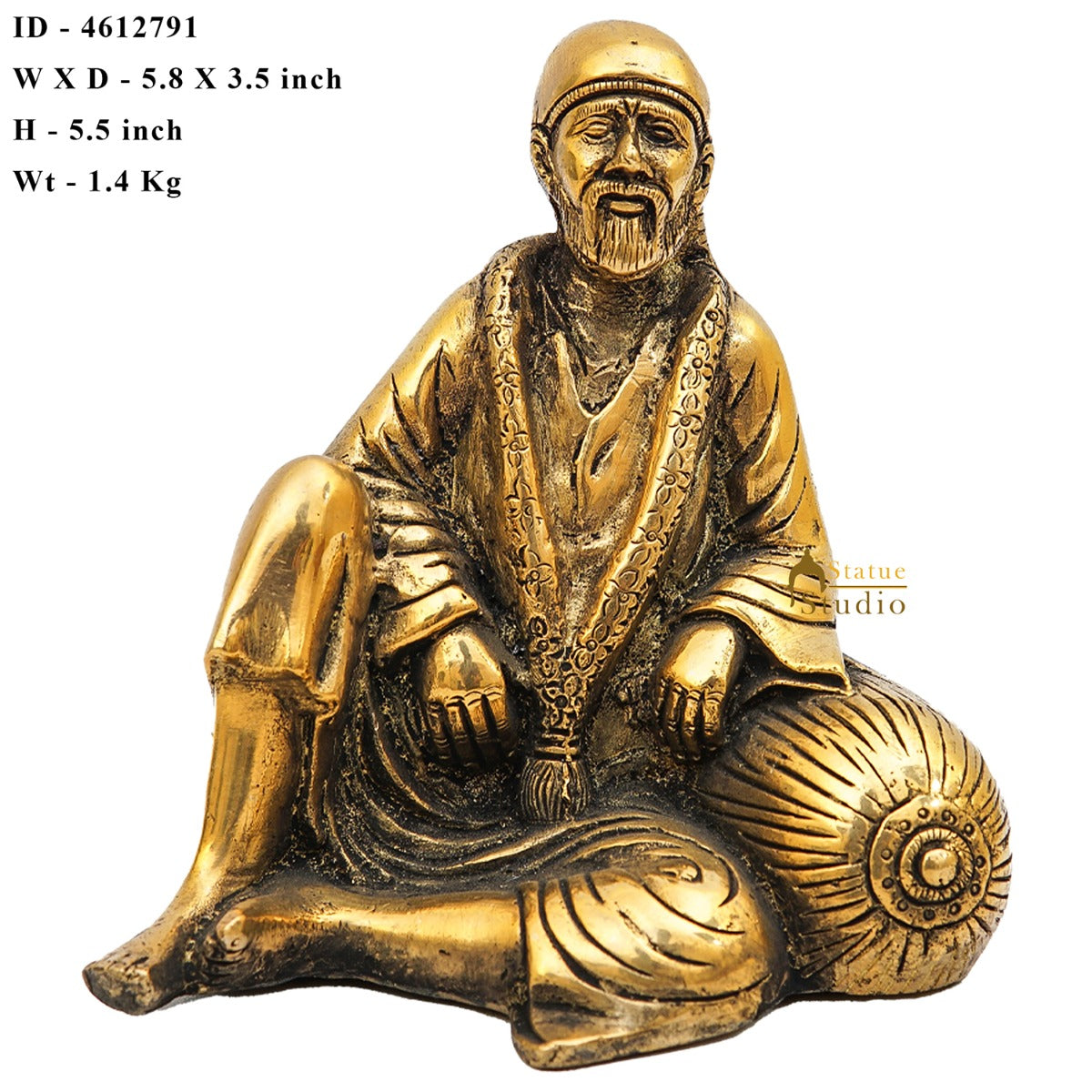 Brass Sai Baba Idol Home Temple Pooja Room Décor Statue Showpiece 5"