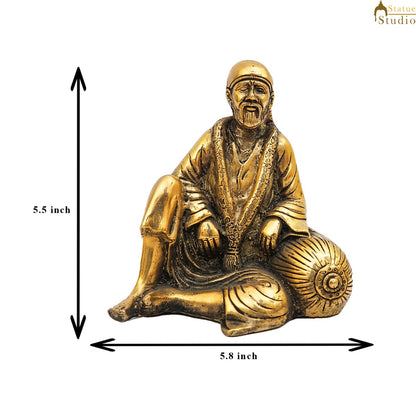 Brass Sai Baba Idol Home Temple Pooja Room Décor Statue Showpiece 5" by vendor-unknown - Hindu Gods (View 7)