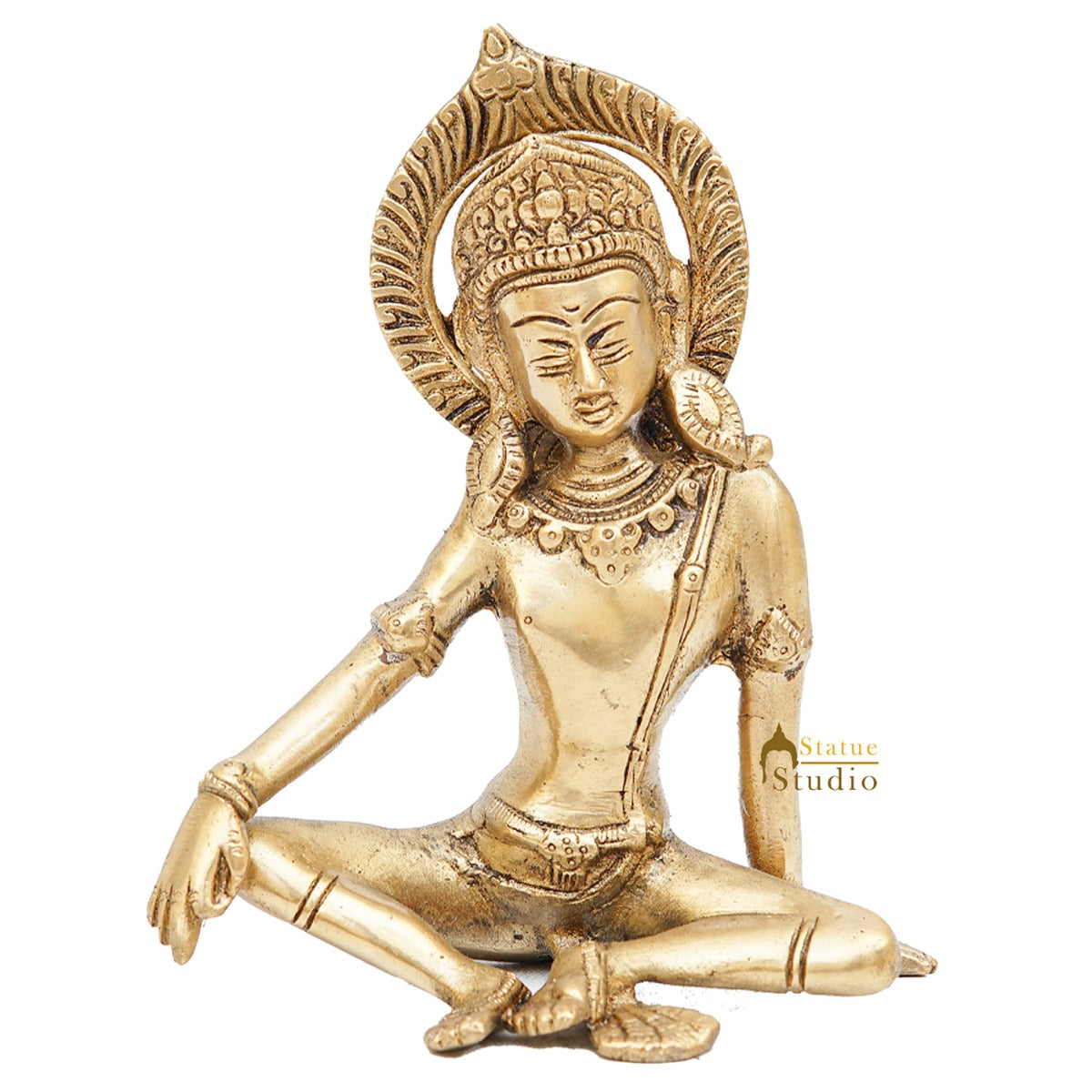 Brass Lord Indra Dev Idol Home Puja Room Décor Lucky Statue Showpiece 7"