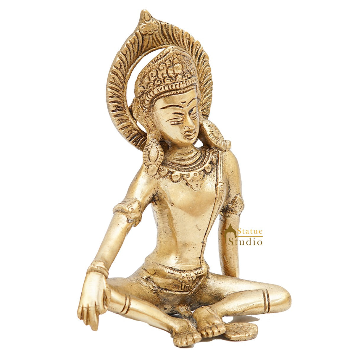 Brass Lord Indra Dev Idol Home Puja Room Décor Lucky Statue Showpiece 7"