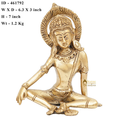 Brass Lord Indra Dev Idol Home Puja Room Décor Lucky Statue Showpiece 7" by vendor-unknown - Hindu Gods (View 7)