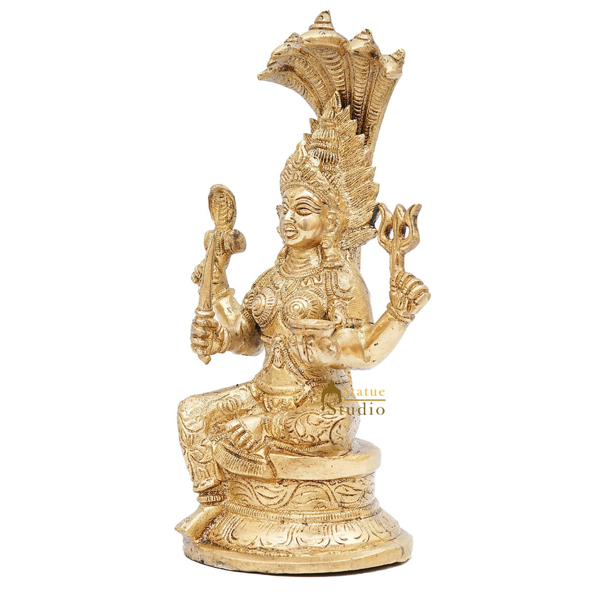 Brass South Indian Goddess Mariamman Religious Puja Décor Idol Statue 10" - Image 4