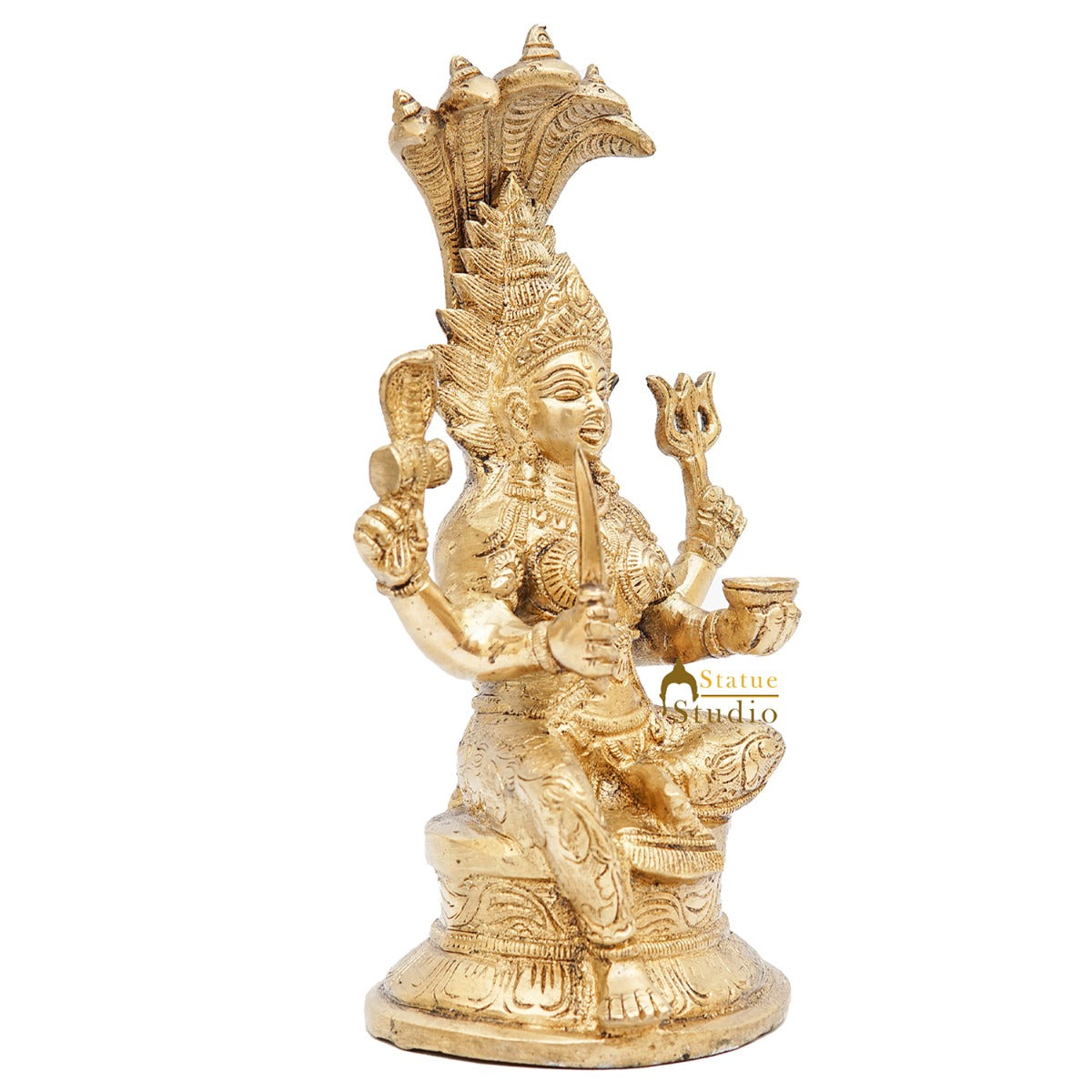 Brass South Indian Goddess Mariamman Religious Puja Décor Idol Statue 10"
