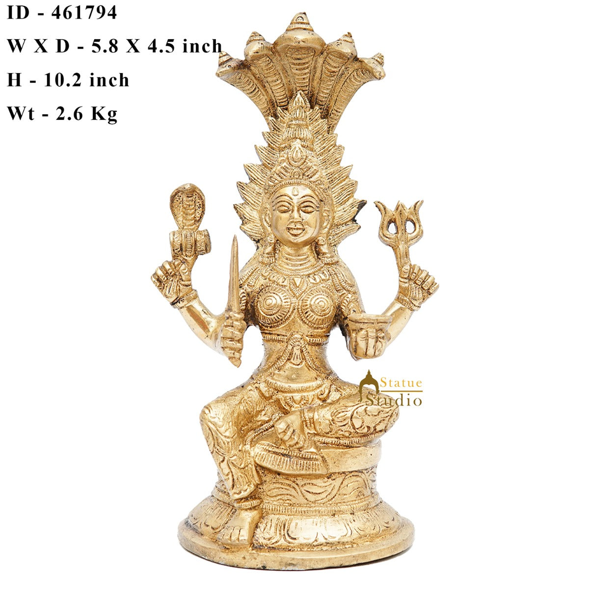 Brass South Indian Goddess Mariamman Religious Puja Décor Idol Statue 10" - Image 7