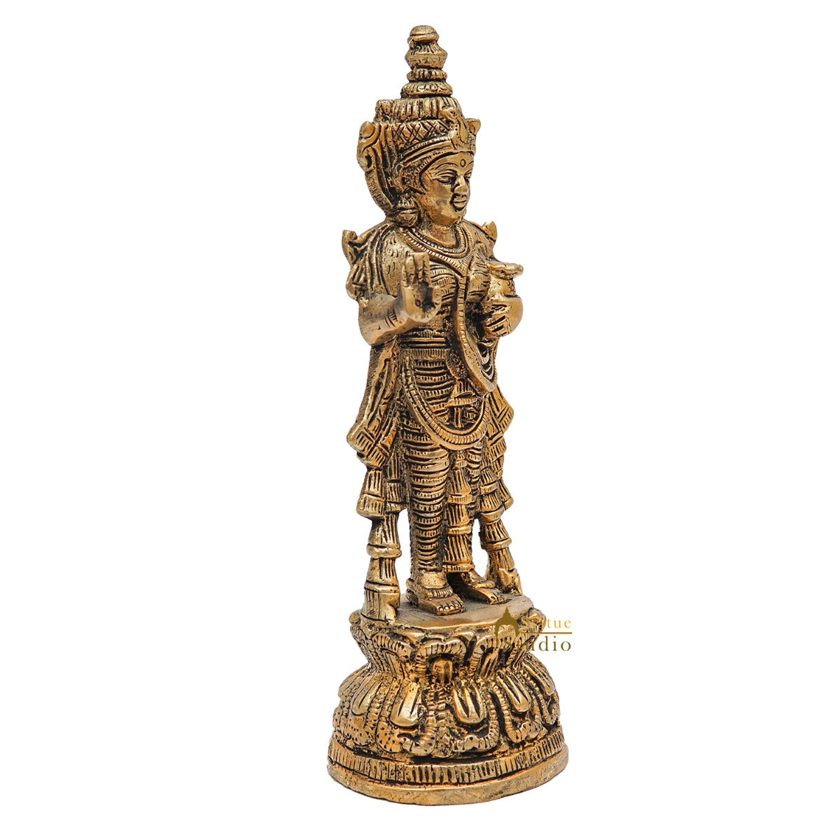 Brass Rare Standing Radha Idol Small Home Puja Room Décor Statue 7.5" - Image 4