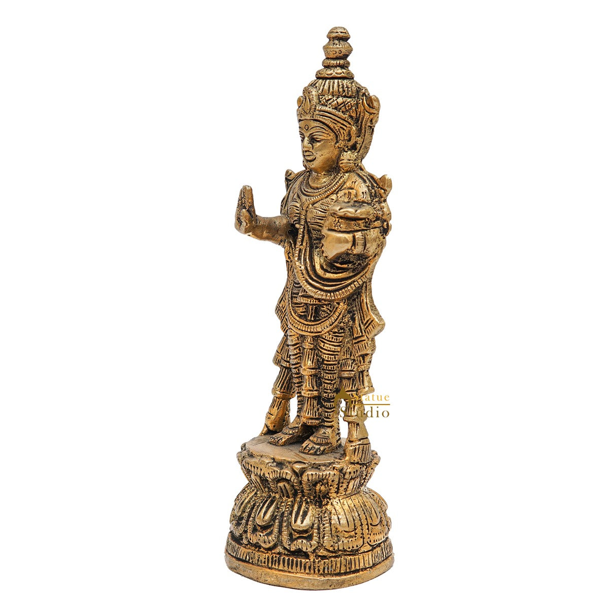 Brass Rare Standing Radha Idol Small Home Puja Room Décor Statue 7.5" - Image 5
