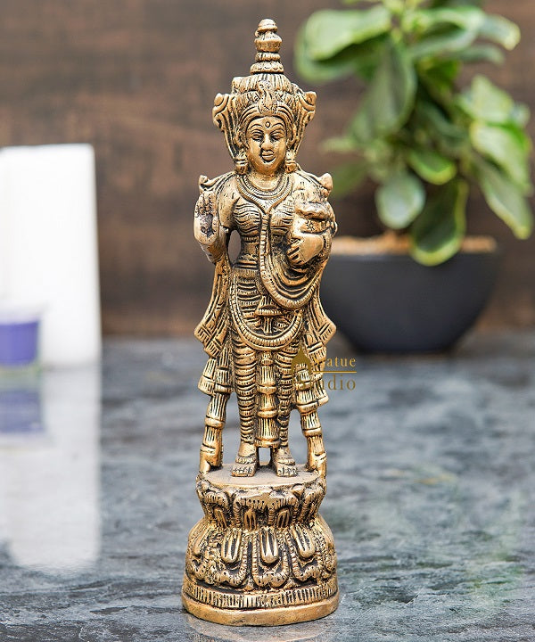 Brass Rare Standing Radha Idol Small Home Puja Room Décor Statue 7.5" - Image 2