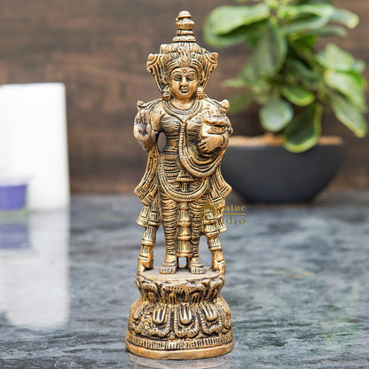 Brass Rare Standing Radha Idol Small Home Puja Room Décor Statue 7.5" by vendor-unknown - Hindu Gods