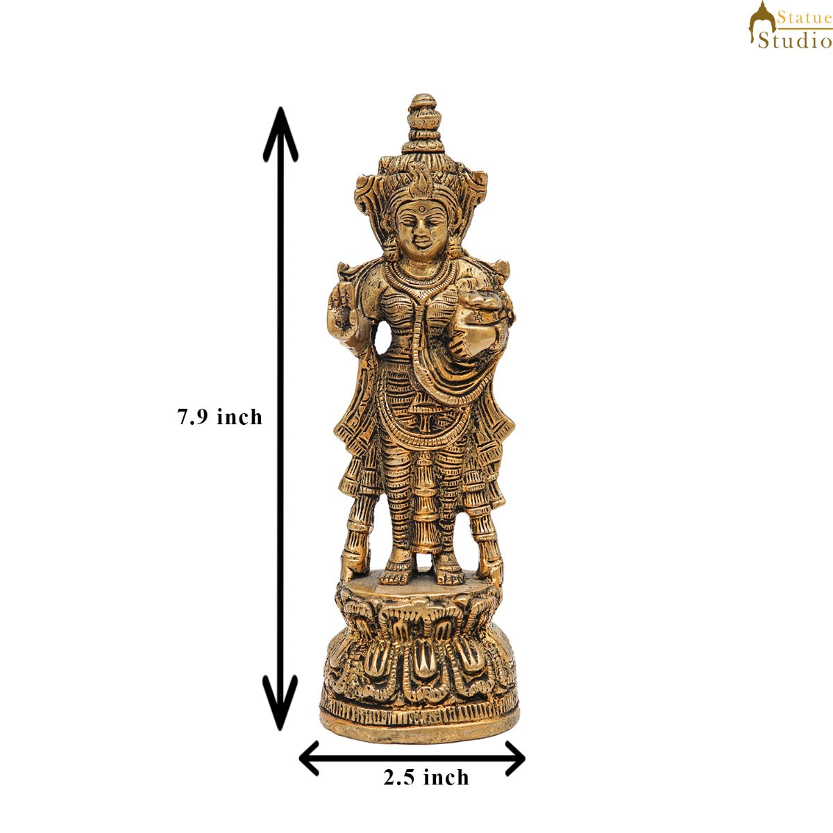 Brass Rare Standing Radha Idol Small Home Puja Room Décor Statue 7.5" - Image 7