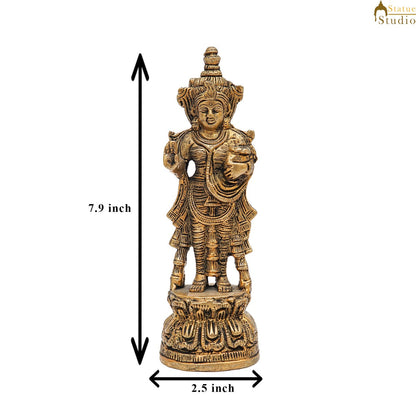 Brass Rare Standing Radha Idol Small Home Puja Room Décor Statue 7.5" by vendor-unknown - Hindu Gods (View 7)