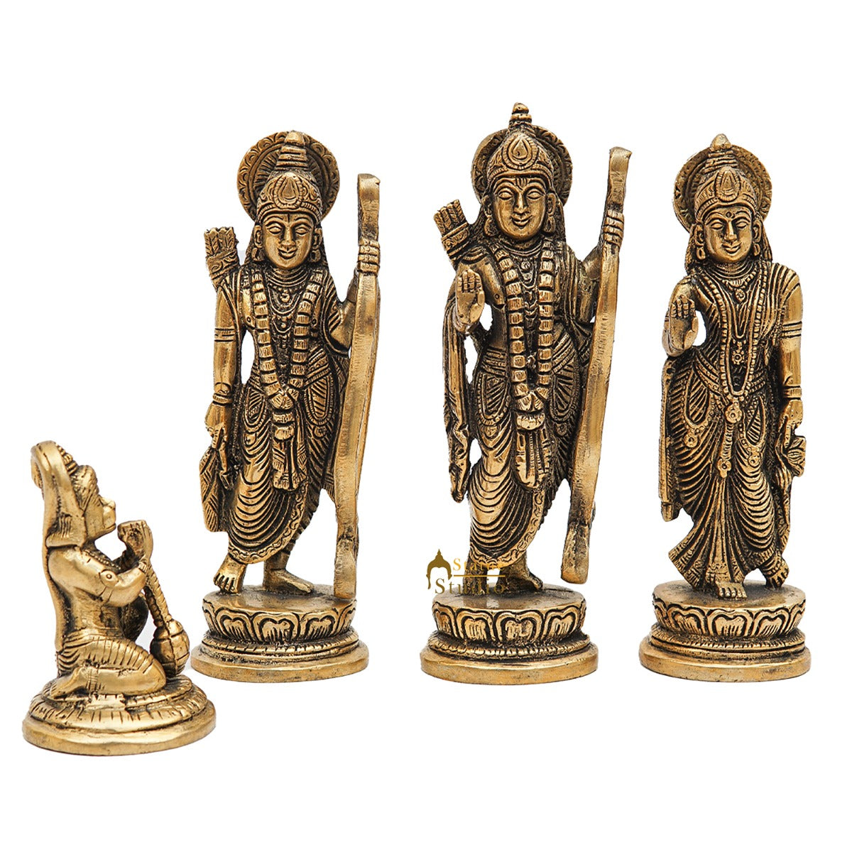 Brass Small Ram Darbar Family Idol Home Pooja Room Décor Showpiece Statue 7" - Image 3
