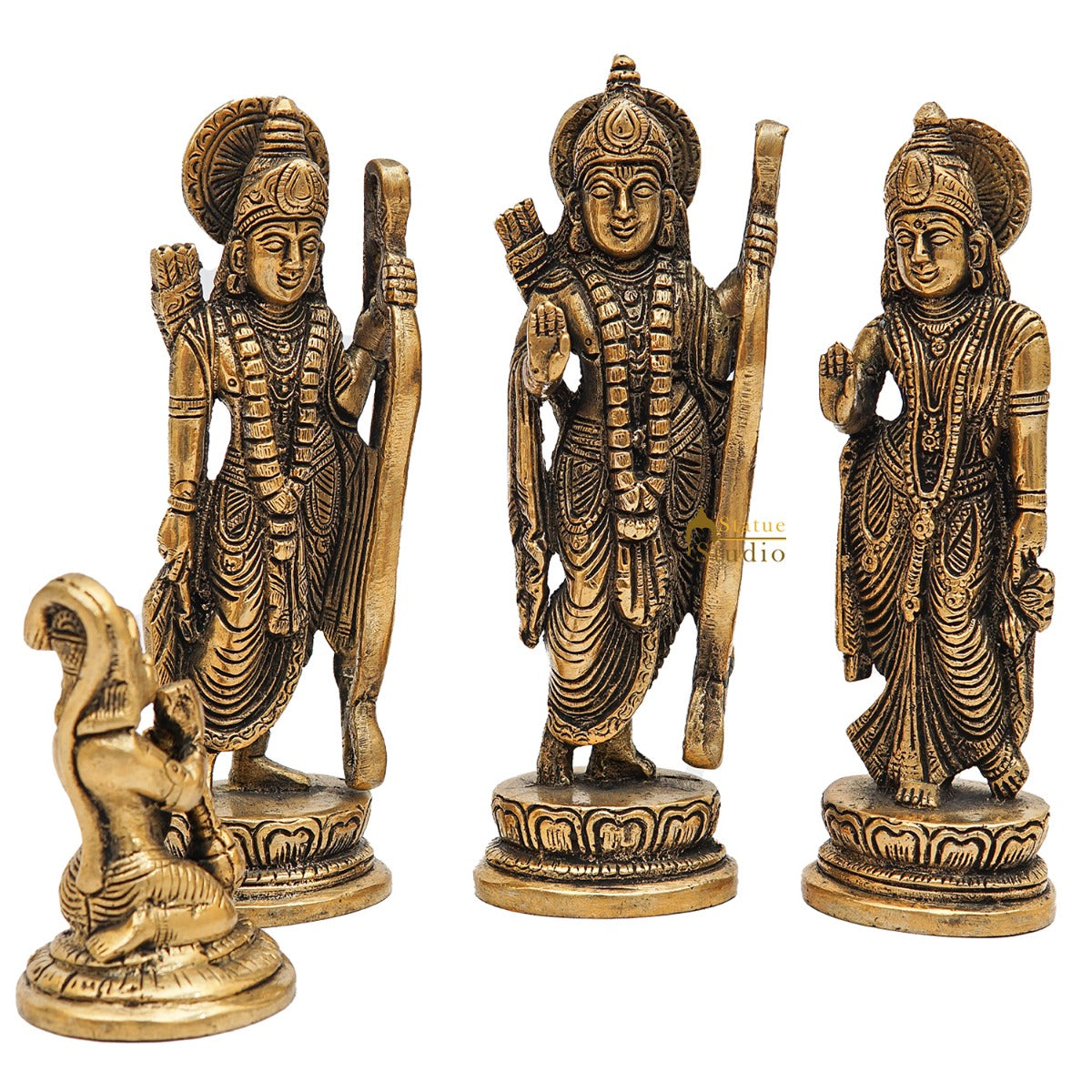 Brass Small Ram Darbar Family Idol Home Pooja Room Décor Showpiece Statue 7"