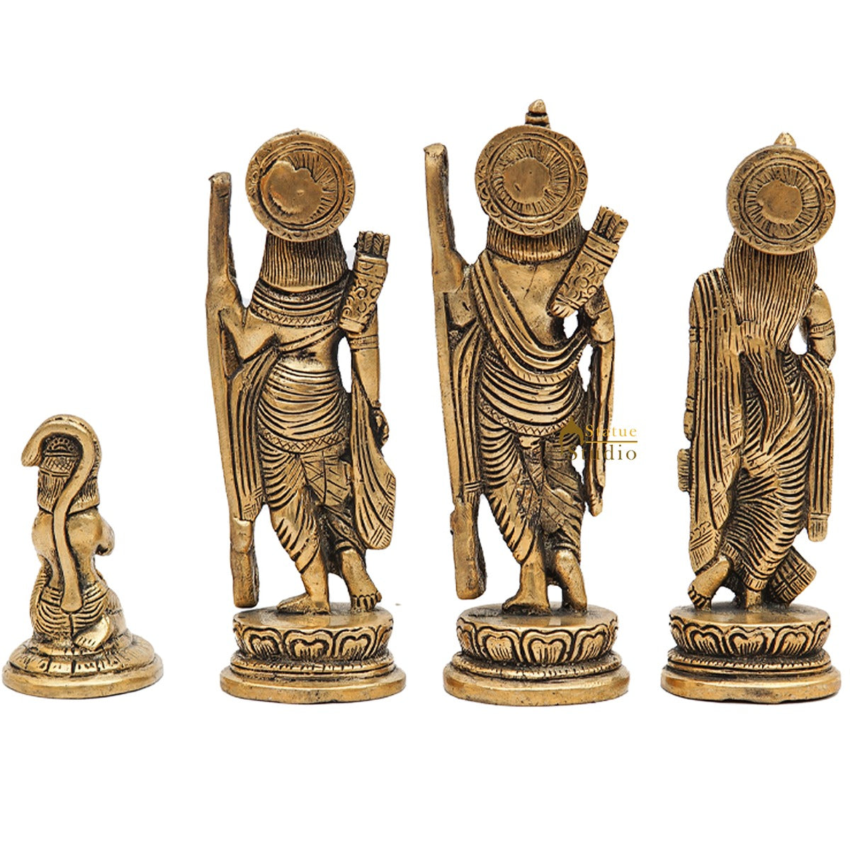 Brass Small Ram Darbar Family Idol Home Pooja Room Décor Showpiece Statue 7"