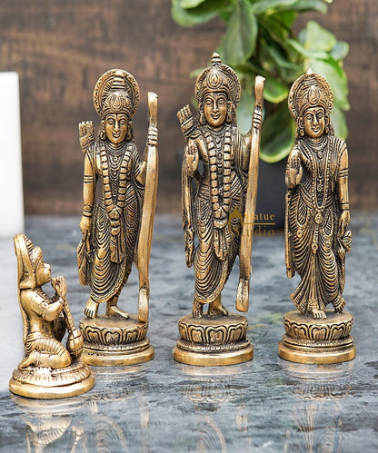 Brass Small Ram Darbar Family Idol Home Pooja Room Décor Showpiece Statue 7" by vendor-unknown - Hindu Gods (View 2)